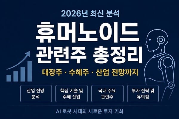 휴머노이드 관련주 전망 2026, AI 로봇 산업 성장과 대장주 수혜주 투자 전략을 나타낸 대표 이미지